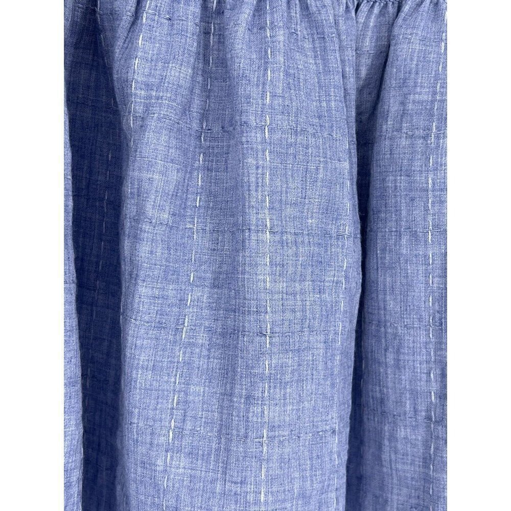 Liverpool Off The Shoulder Top‎ Blue Chambray Smocked Short Sleeve Small Casual - Picture 5 of 16
